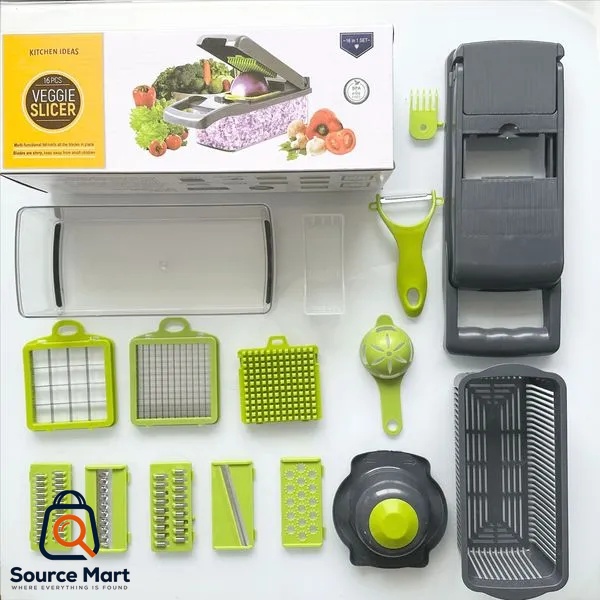 16-in-1 Vegetable Slicer & Chopper(১৬-ইন-১ মাল্টিফাংশনাল ভেজিটেবল স্লাইসার ও চপার)