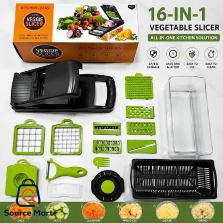 16-in-1 Vegetable Slicer & Chopper(১৬-ইন-১ মাল্টিফাংশনাল ভেজিটেবল স্লাইসার ও চপার)