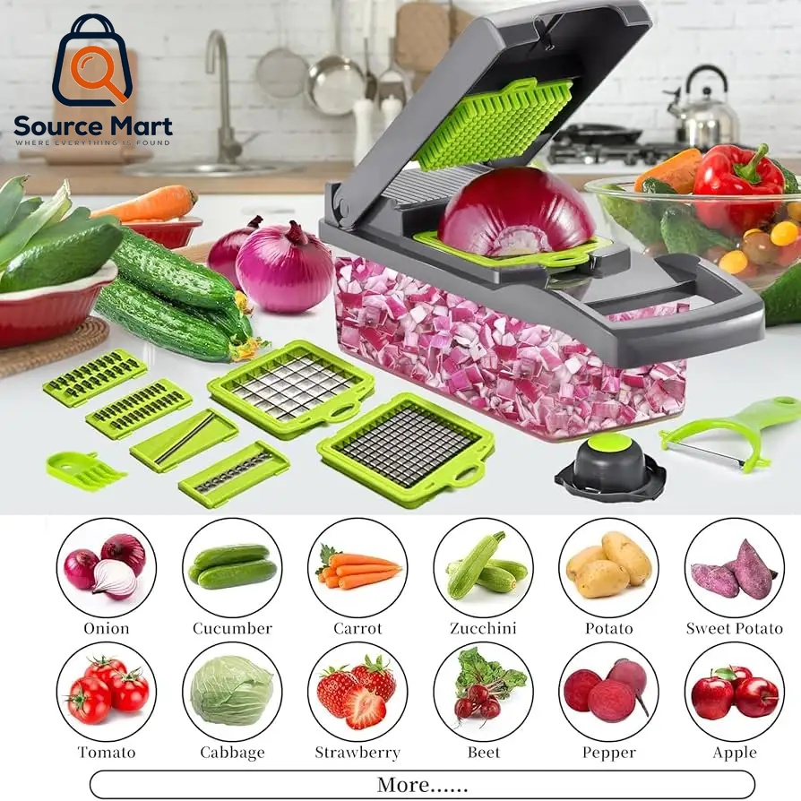 16-in-1 Vegetable Slicer & Chopper(১৬-ইন-১ মাল্টিফাংশনাল ভেজিটেবল স্লাইসার ও চপার)